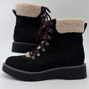 Madden Girl Kilian Black Fabric Lace Up Side Zip Hiking Boots - Women's Size 7